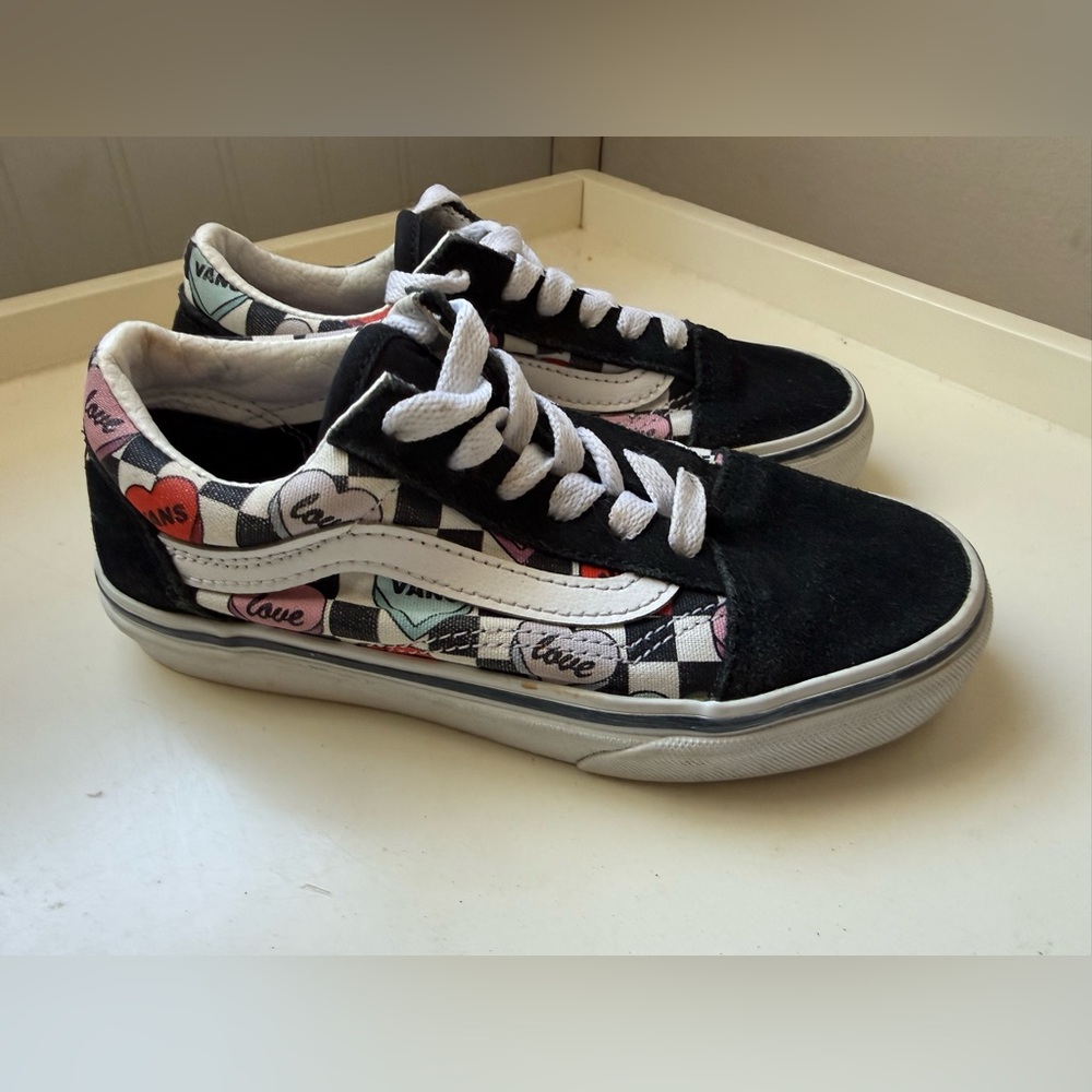 Vans Kids Checkerboard Sneakers - Black, White, Pink Insole